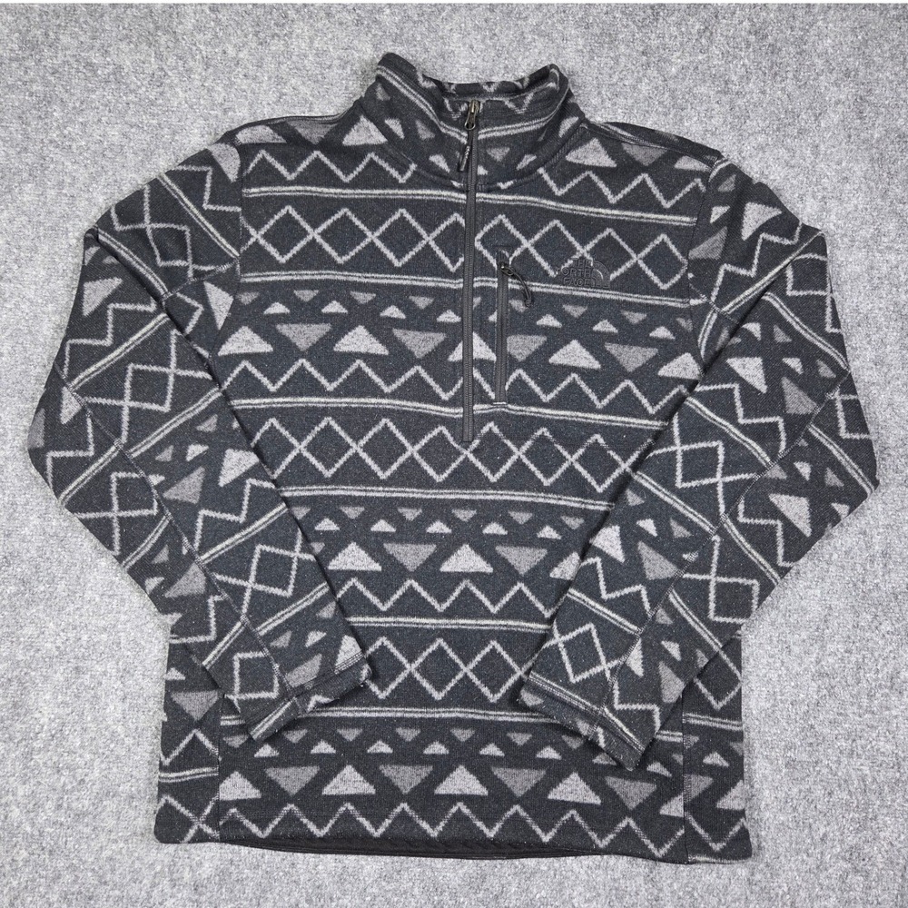 The North Face Fleece Pullover Womens L Gray Aztec Geometric 1/4 Zip T93L5X